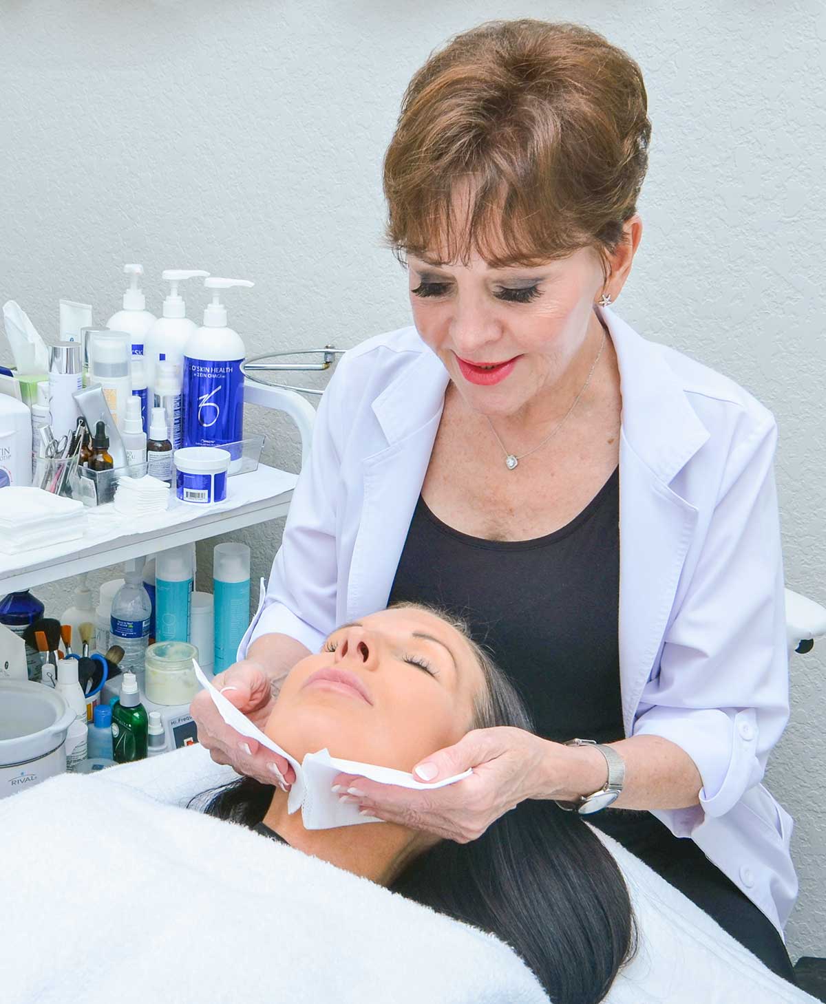 The villages facial patient during treatment